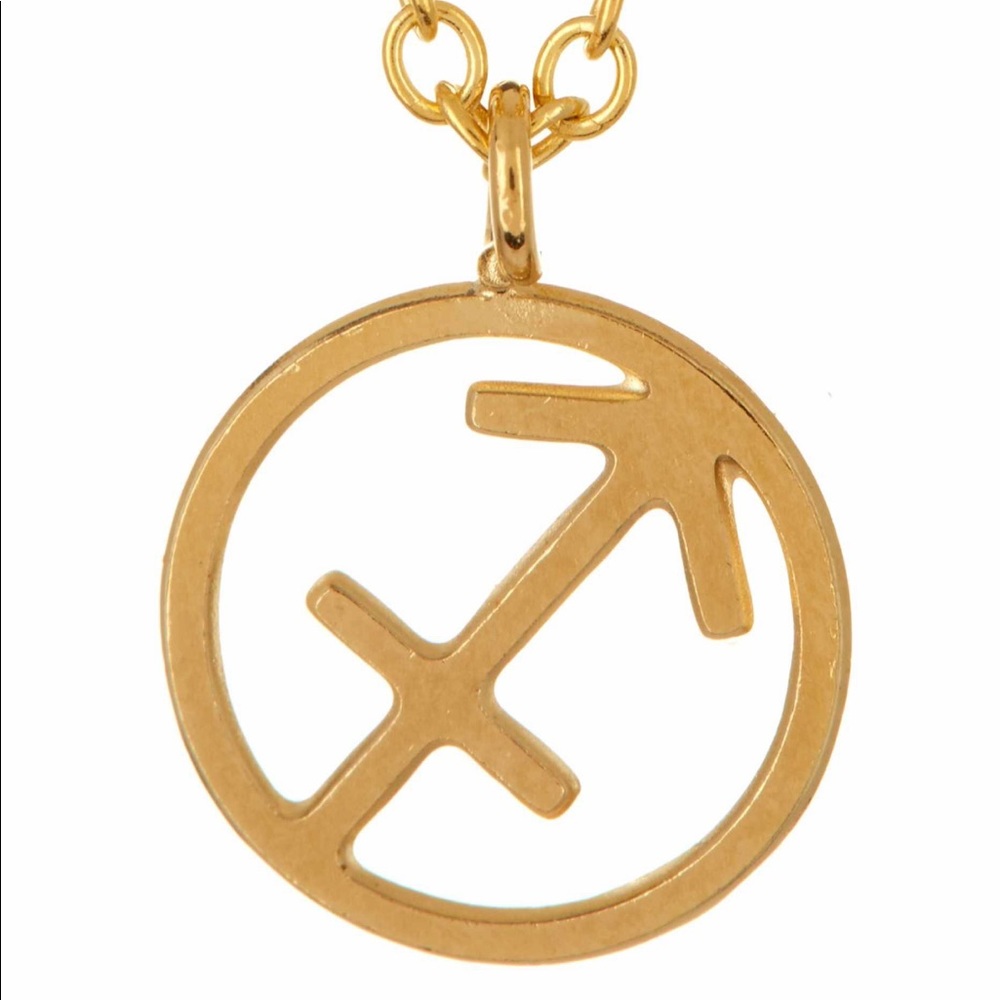 14 k gold SAGITTARIUS sign necklace - never worn